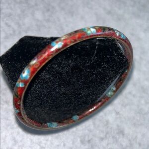 Cloisonne Floral Multi Color Bangle Bracelet